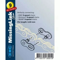 KMC 9 Missing Link For KMC Sram Or Shimano 9 Speed Chain - Silver Chains
