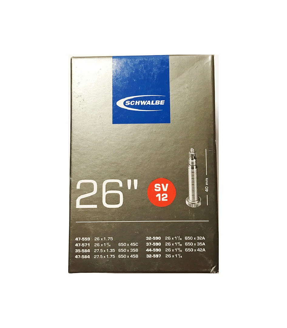 Deals 💯 Schwalbe SV12 Inner Tube 26" X 1.25-1.75 & 650b - Presta - 40mm Wheels & Tyres 😍 1 Schwalbe SV12 Inner Tube 26" X 1.25-1.75 & 650b - Presta - 40mm Wheels & Tyres